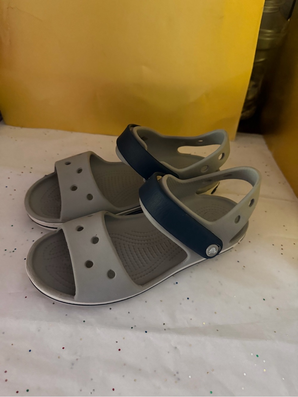 CROCS Kids Two-Tone Gray and Navy Sport Sandals